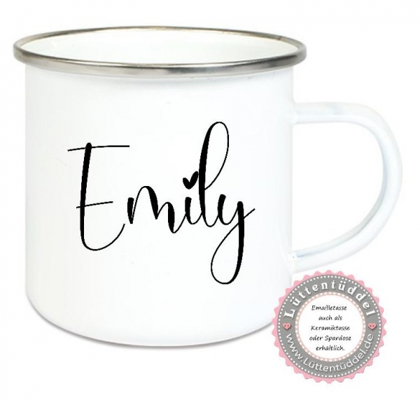 ♥ Becher Tasse Emaillebecher personalisiert Name Wunschname, Einschulung KITA Dankeschön, Muttertag, Vatertag Abschied, Jubiläum, Geschenk, von Lüttentüddel